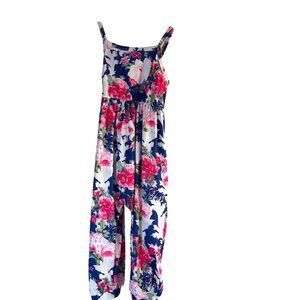 100 Toddler Girls Romper Blue/Pink Floral Size 4